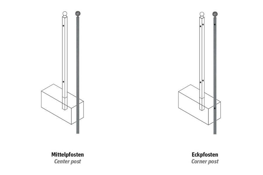 Pfosten mit Fußplatte Typ 1