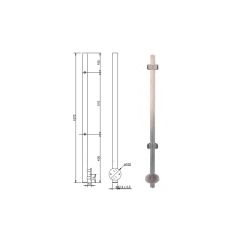VA-Eckpfosten 40x40x2mm Gewinde 4 x M8