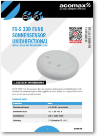 Montageanleitung FX-S 330 Funk Sonnensensor Unidirektional 