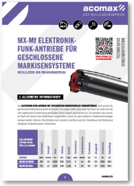 Montageanleitung Elektronik-Funkantriebe für Markisen MX-Mf