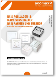 Montageanleitung RX-S Rollladen Markisenschalter RX-R Rahmen und Zubehör 