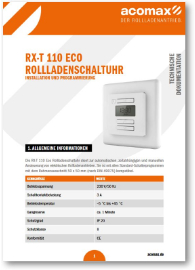 Montageanleitung RX-T 110 Eco Rollladenschaltuhr 