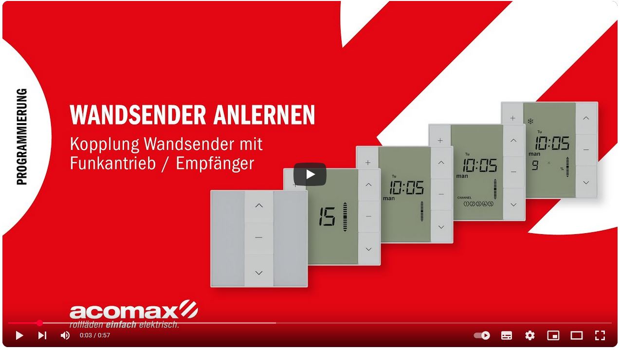 Montageanleitung unidirketionale Antriebe Wandsender anlernen 