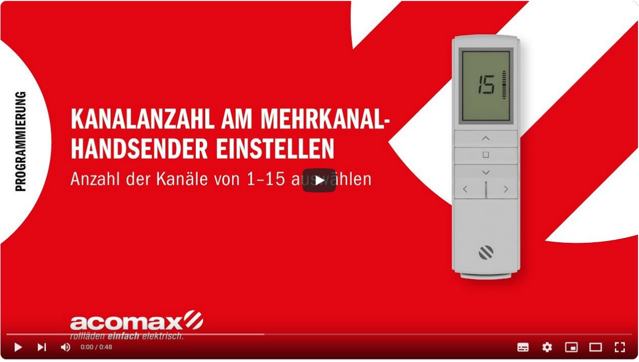 Kanalanzahl am Handsender einstellen