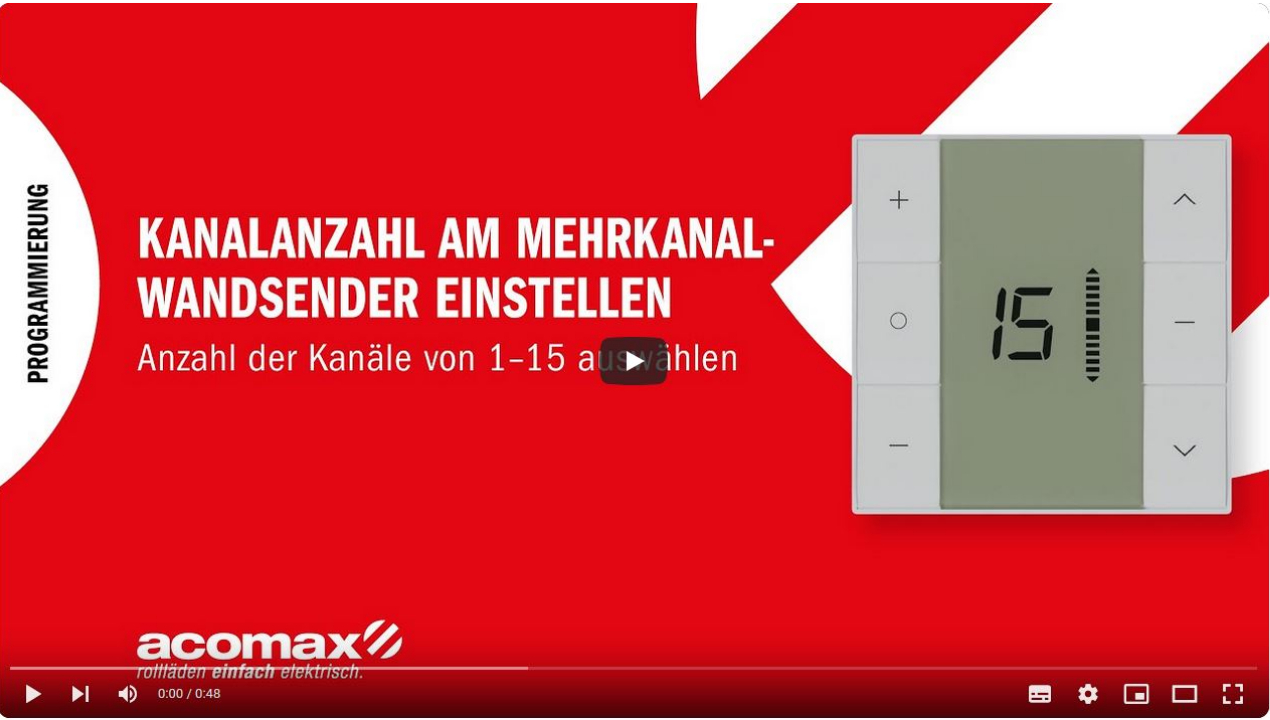 Montageanleitung unidirketionale Antriebe Kanalanzahl am Wandsender einstellen